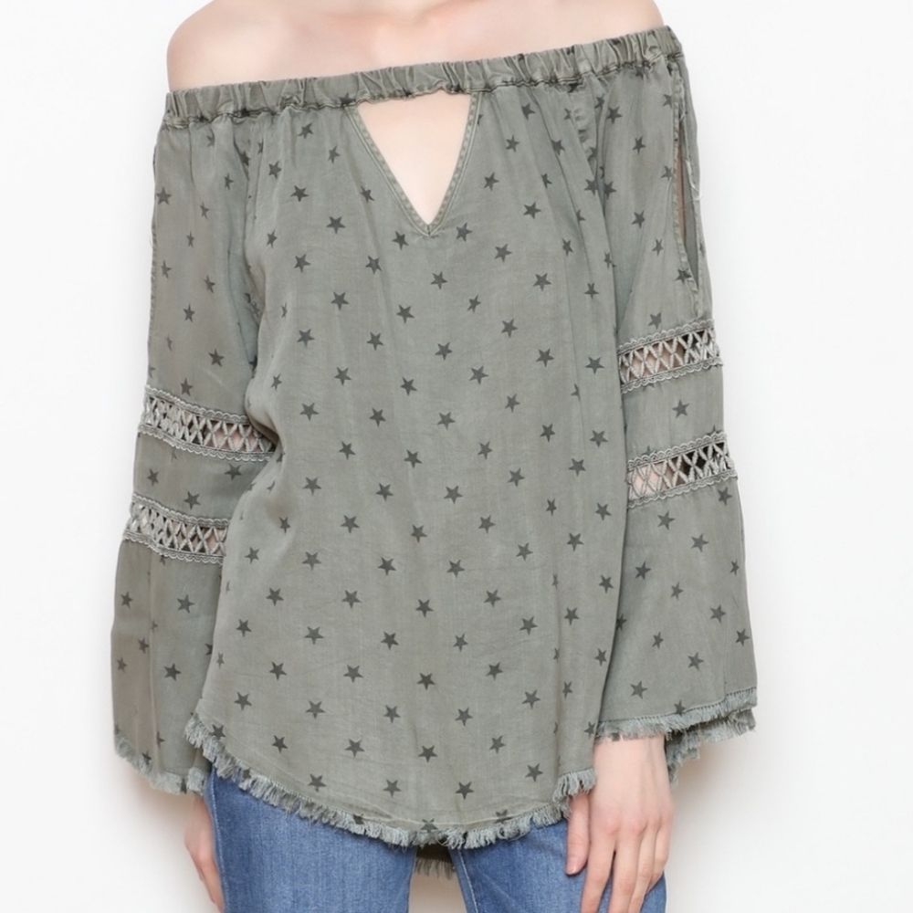 Billy T Off Shoulder Bell Sleeve Top